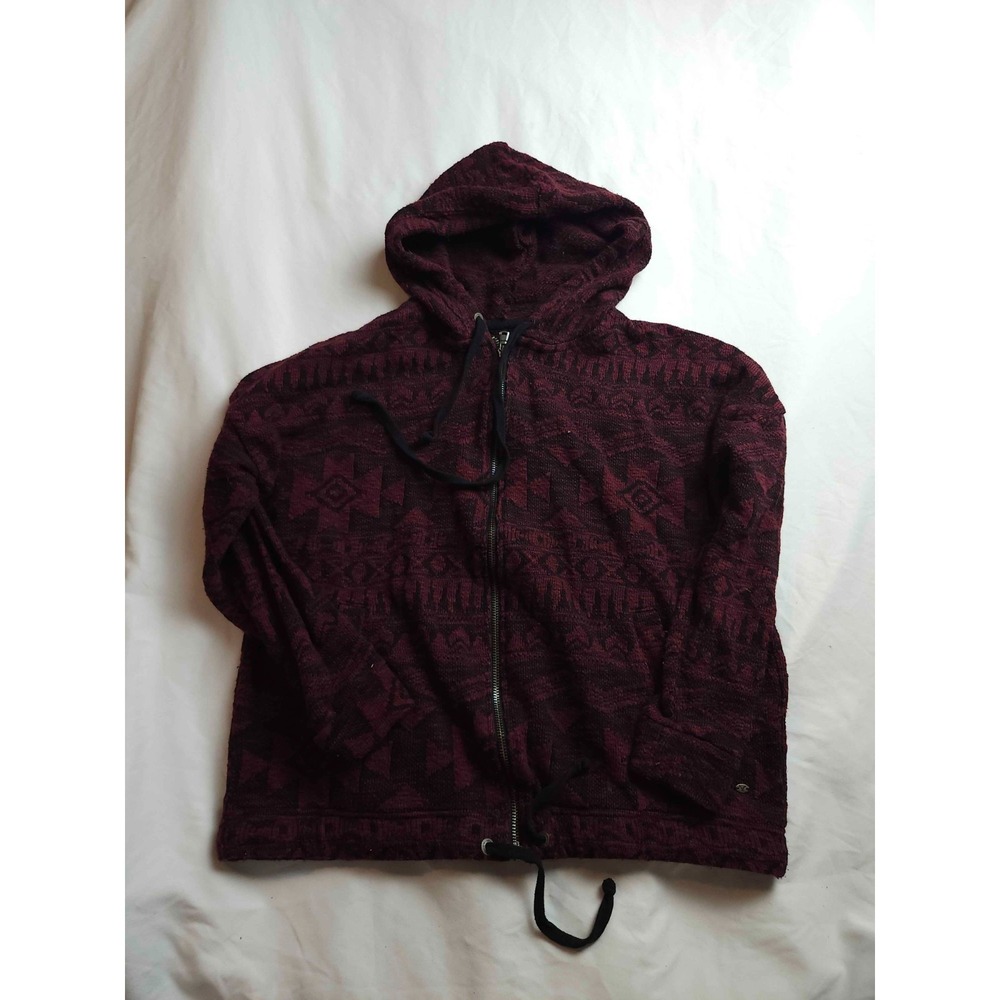 American Eagle Geometric Jacket Womens Small Purple Knit Cabincore Hygge Hooded